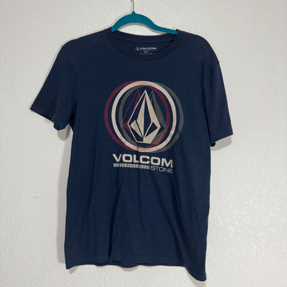 Volcom Stone Logo T Shirt Navy Blue Short Sleeve Men's Size S/P
